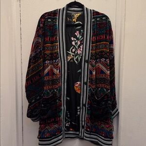 Johnny Was Velvet Reversible Kimono Cardigan